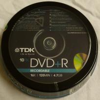 TDK DVD+R 4,7 GB, DVD-Rohlinge 16fach, 10 Stück